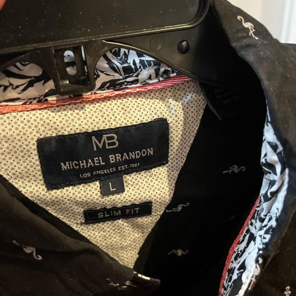 Black Patterned Men's button down - Picture 4 of 9